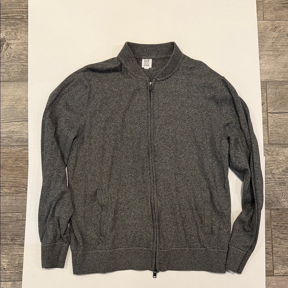 GAP Men's Charcoal Zip-Up Sweater